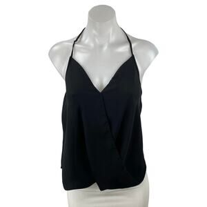 Eight Sixty Black Halter V Neck Sleeveless Open Back Backless Blouse Top Size XS